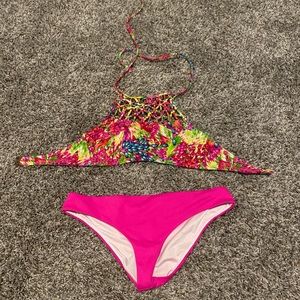 Multicolor halter bathing suit